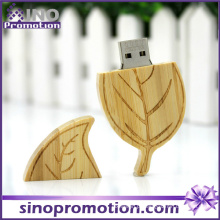 Forma de folha por atacado 32GB de madeira USB Flash Drive